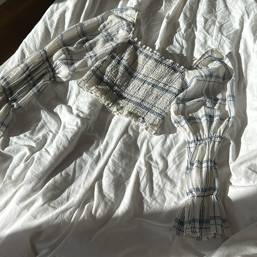 Zara Plaid Crop Top Long Sleeve